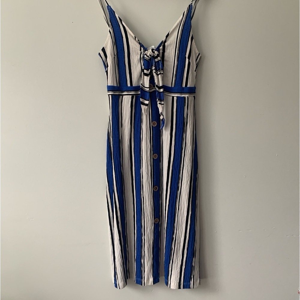 Sailor Chic Love Tree Blue and White Tie Front Babydoll Sundress